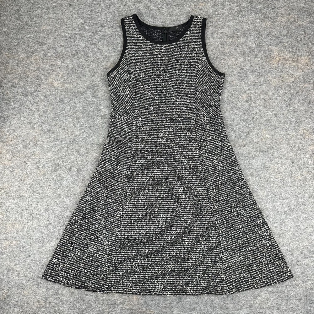 J Crew Tweed Mini Fit & Flare Dress Wool Blend 06846 Black White Womens 6